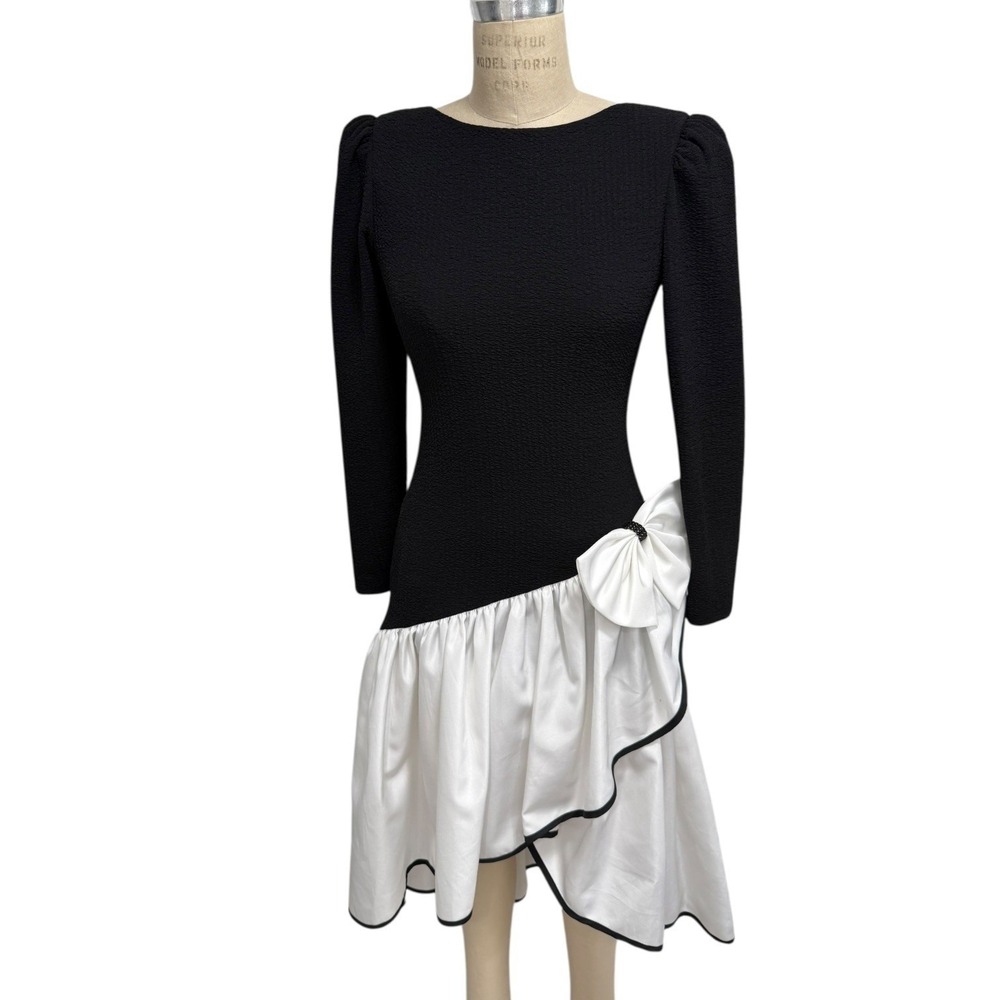 Vintage Saks Fifth Avenue Darcy Dress Petite Formal Black White Union Made